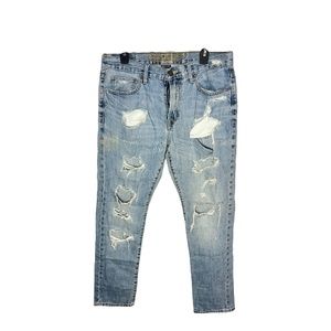 American Eagle Men's Distressed Slim Fit Jeans Light Wash Size 32x30
